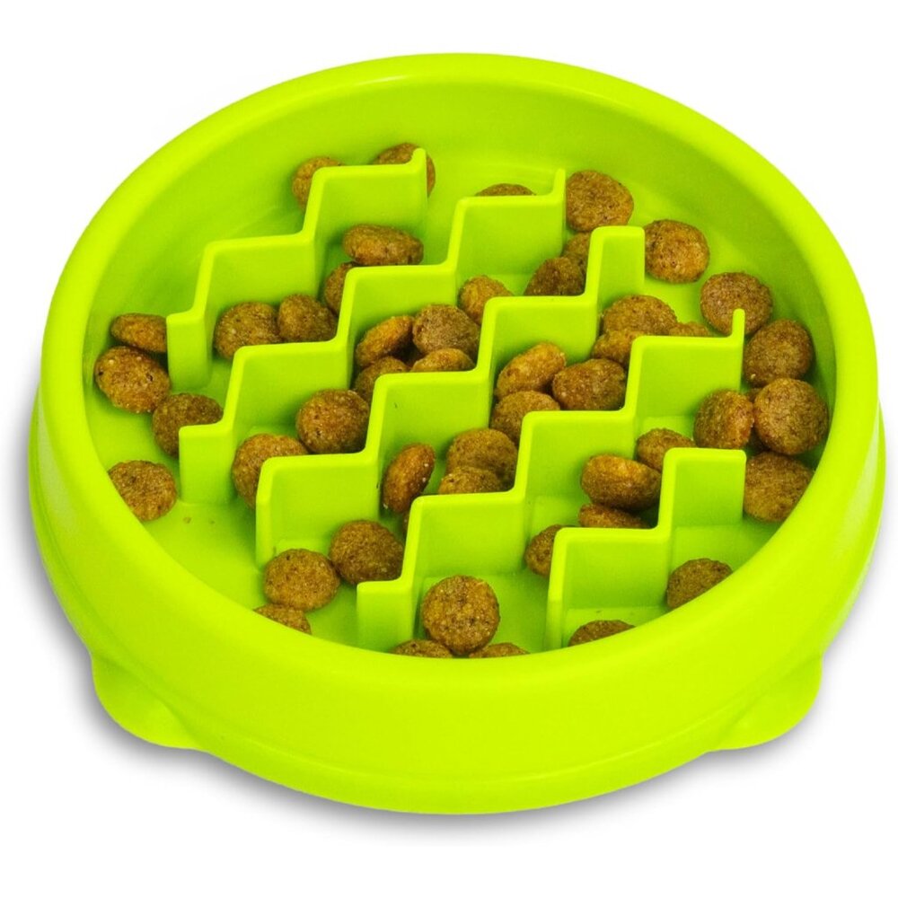 Kitty Slow Feeder Bowl for Cats & Small Dogs, Puzzle Dish for Fast Eaters, for W